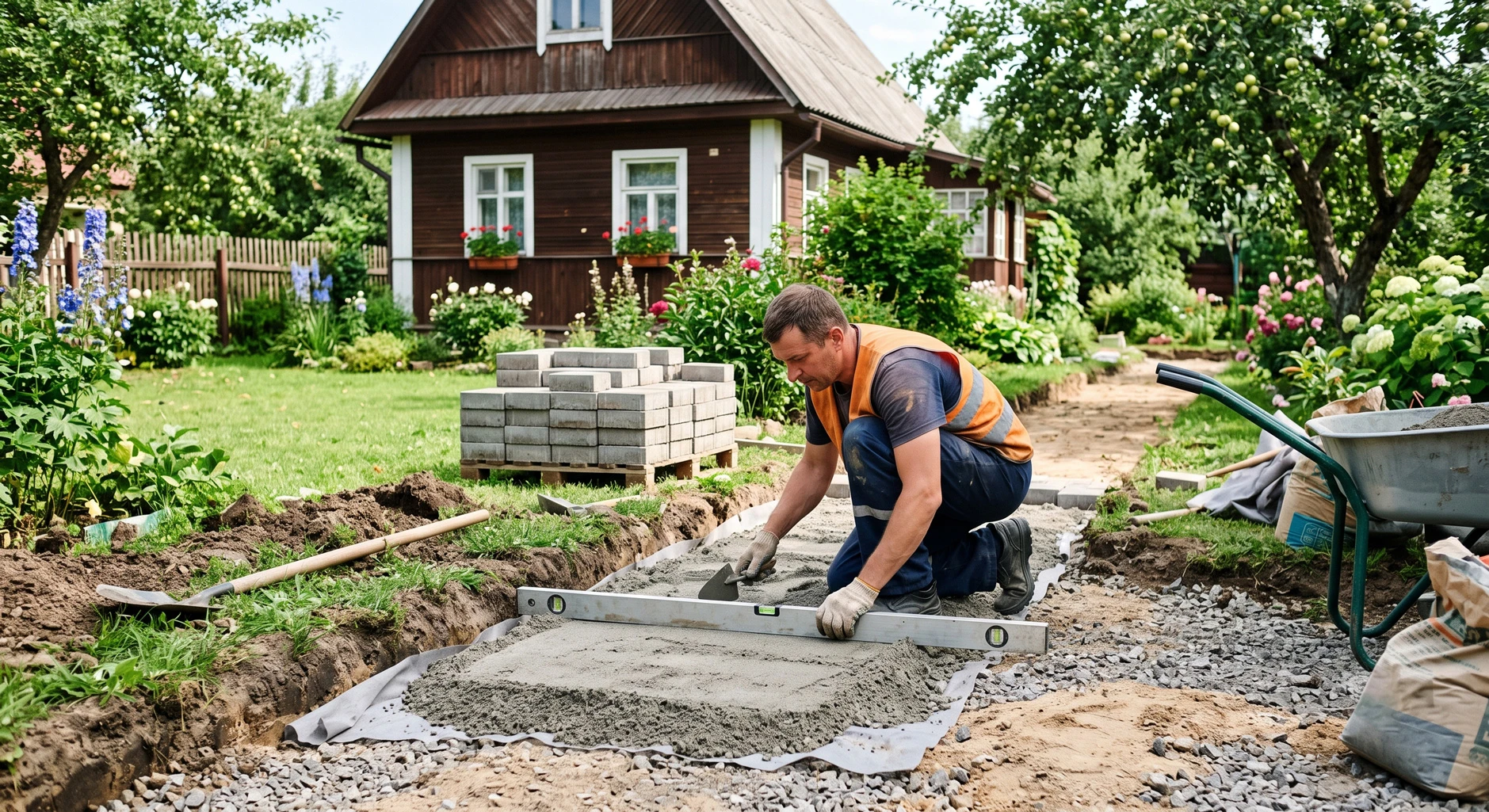 Укладка тротуарной плитки: идеальная подушка из песка и щебня